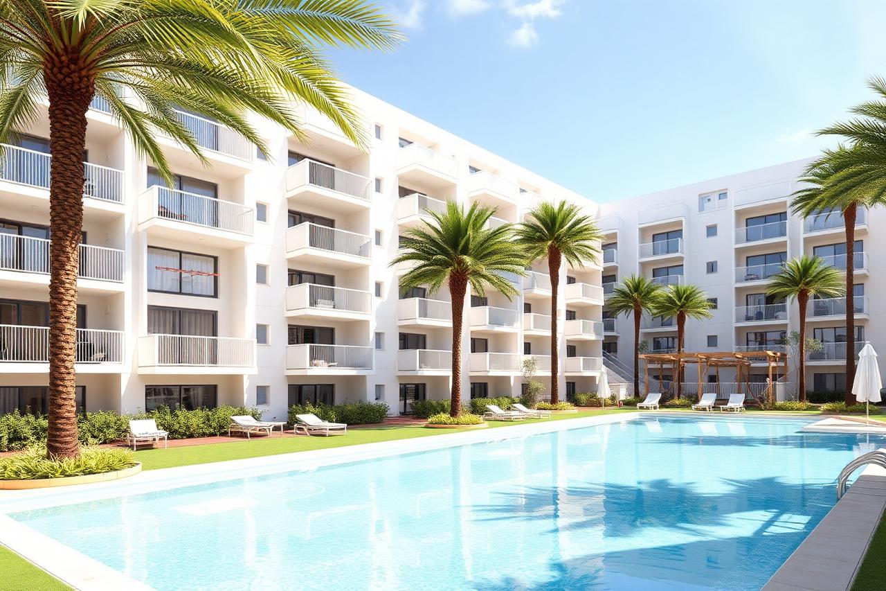 Render de la fachada de la promoción